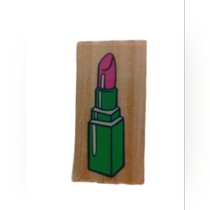 Vibrant Green and Pink Lipstick Design Stamp